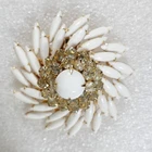 Vintage Mid-Century White Milk Glass Rhinestone Starburst Flower Brooch Pin Gold