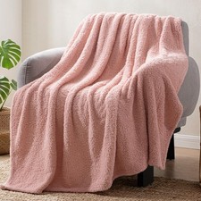 Dusty Pink Fleece Throw Blanket 50x60 Inch Lightweight Fluffy Couch Sofa Bed