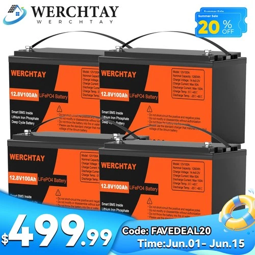 48V 100Ah Lithium Battery LiFePO4 Deep Cycle For RV Home Boat 4 Group 12V 100Ah
