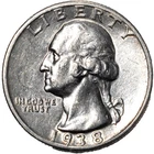 1938-S Washington Silver Quarter 25c San Francisco Almost Uncirculated AU+