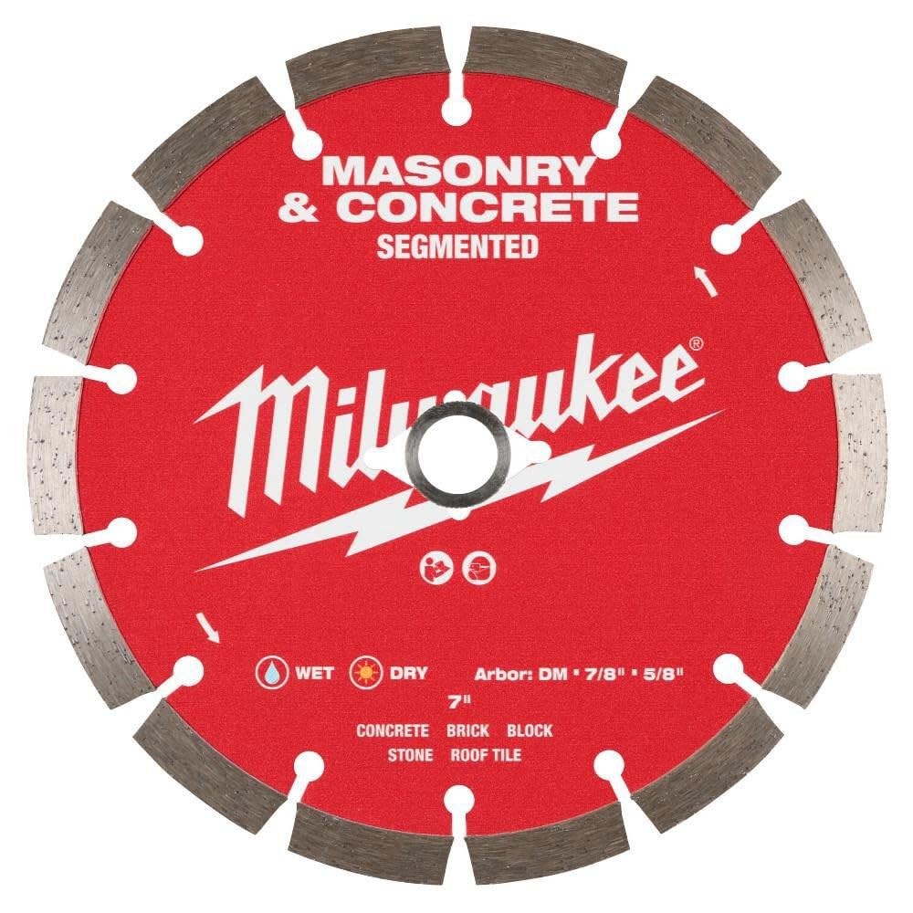 Milwaukee 7 Inch Segmented Rim Diamond Saw Blade Diamond-Coated Steel Masonry 3690₽