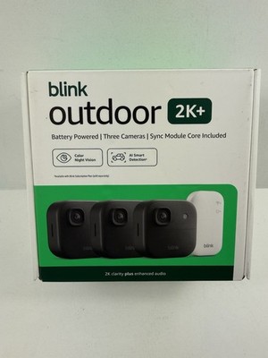 BLINK OUTDOOR 2K+ WIRELESS BLACK SECURITY CAMERA 3 CAMERA SYSTEM NEW
