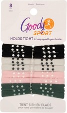 Goody Sport Ouchless Seamless Hair Elastics, 8 Ct, 4 Assorted Colors,