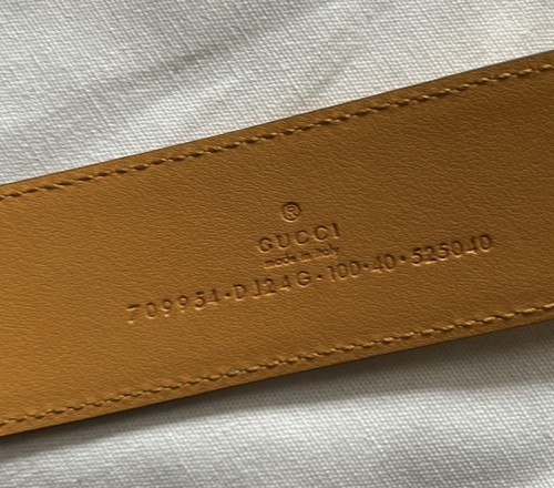 Gucci Belt 709954 G LOGO Memorable BUCKLE Two Tone Leather Belt - Picture 4 of 4