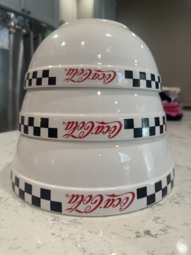 vintage Coca-Cola diner-style mixing bowls manufactured by Gibson. Excellent