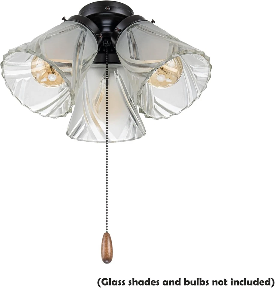 High-Efficiency Oil Rubbed Bronze Ceiling Fan Light - 800 Lumens, Three Lights - Image 4 of 4
