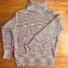 Women's Knitted Multicolored Turtleneck Sweater