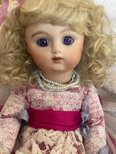 Pretty French Jumeau Repro Bisque Porcelain Doll Bebe 20”