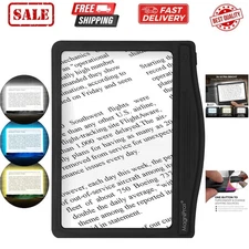 5X Large LED Page Magnifier for Reading Magnifying Glass Reader with 3 Color ...