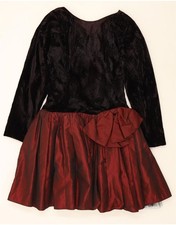 VINTAGE Womens Long Sleeve A-Line Dress UK 12 Medium Black Colourblock US18