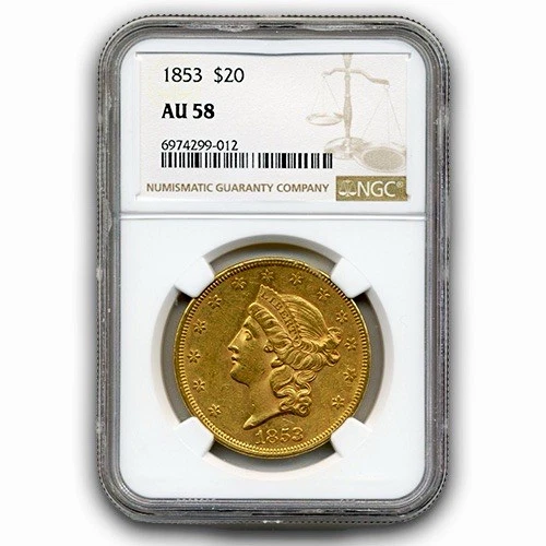 1853-P Liberty Double Eagle — photo from the most recent tracked eBay sale