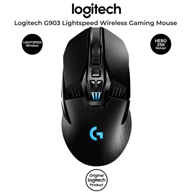 Logitech G903 Lightspeed Wireless Gaming Mouse HERO 25K Sensor RGB