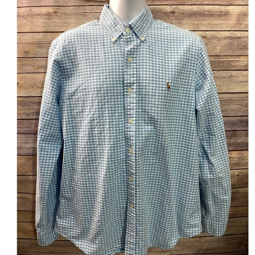 Polo Ralph Lauren Light Blue White Gingham Check Long Sleeve Button Down Mens XL