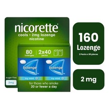 Nicorette Cools 2mg Lozenge Icy Mint 2X40 Lozenges - 2 PACK Total 160 Lozenges