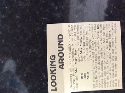 m17c5 ephemera 1955 variety article worthing mary kay may merry tiller girl 