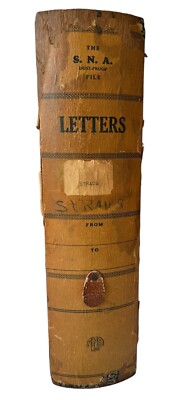 Antique Letters File Box Dust Proof Marbled Cardboard Wood Dark