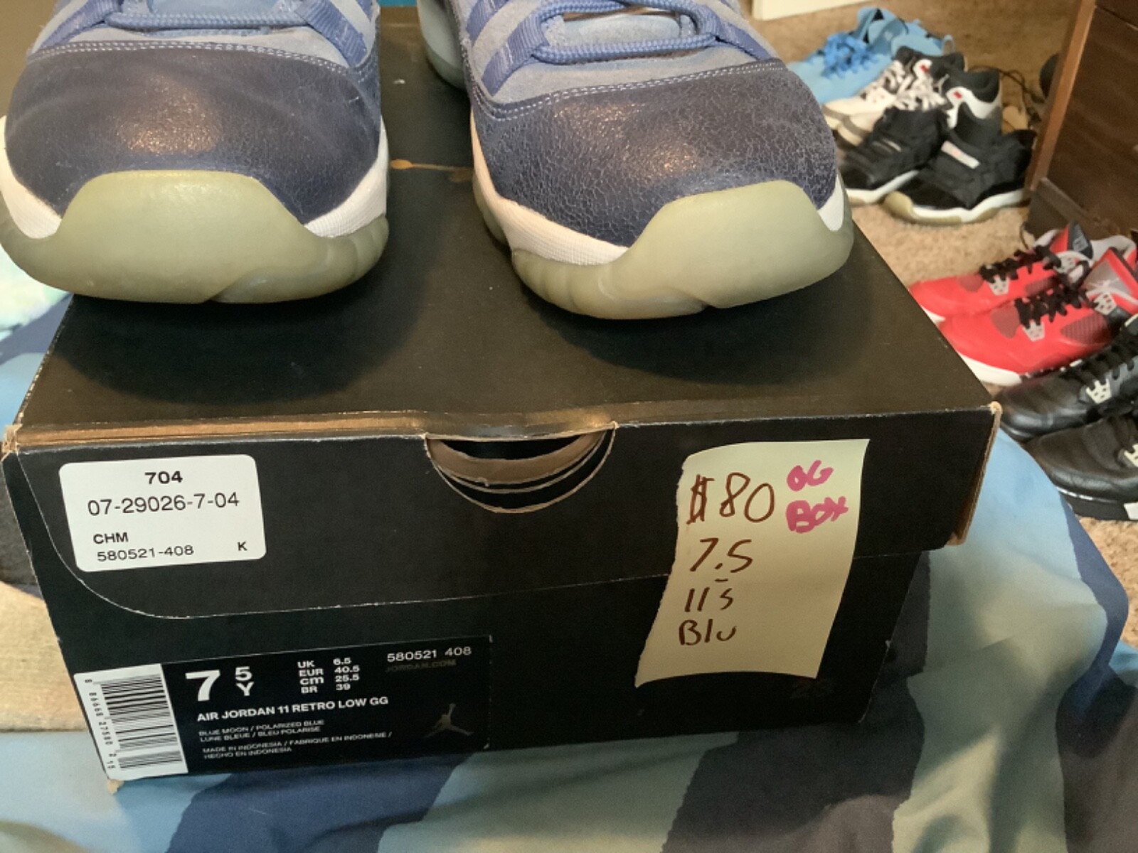 The Air Jordan 11 Retro Low Blue Moon GS - Gem display picture 1