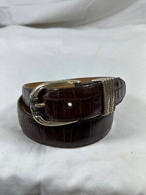 Vintage Brighton brown leather belt with croc pattern 32  display picture 1