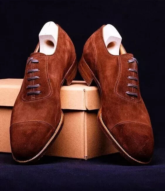 Premium handcrafted men suede lace up shoes Handmade Men main image 3