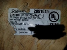 General Cable 4298 22/6P Telephone ASW Aerial Service Drop Wire+Messenger /100ft