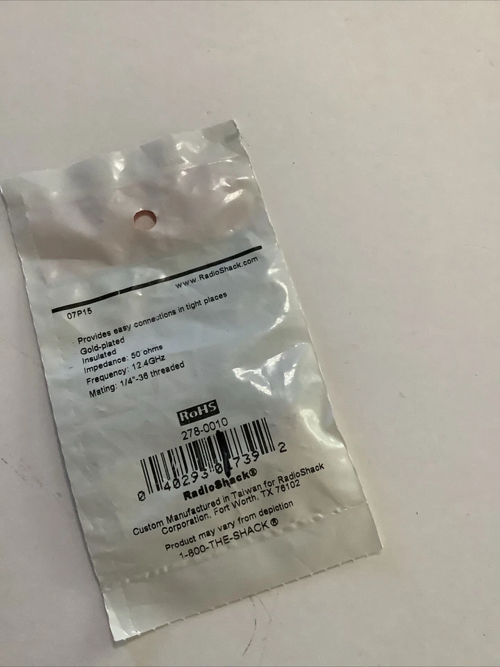 Radio Shack Right-Angle Adapter NEW SMA Male to SMA Female Gold Plated 278-0010 - Image 2 of 2