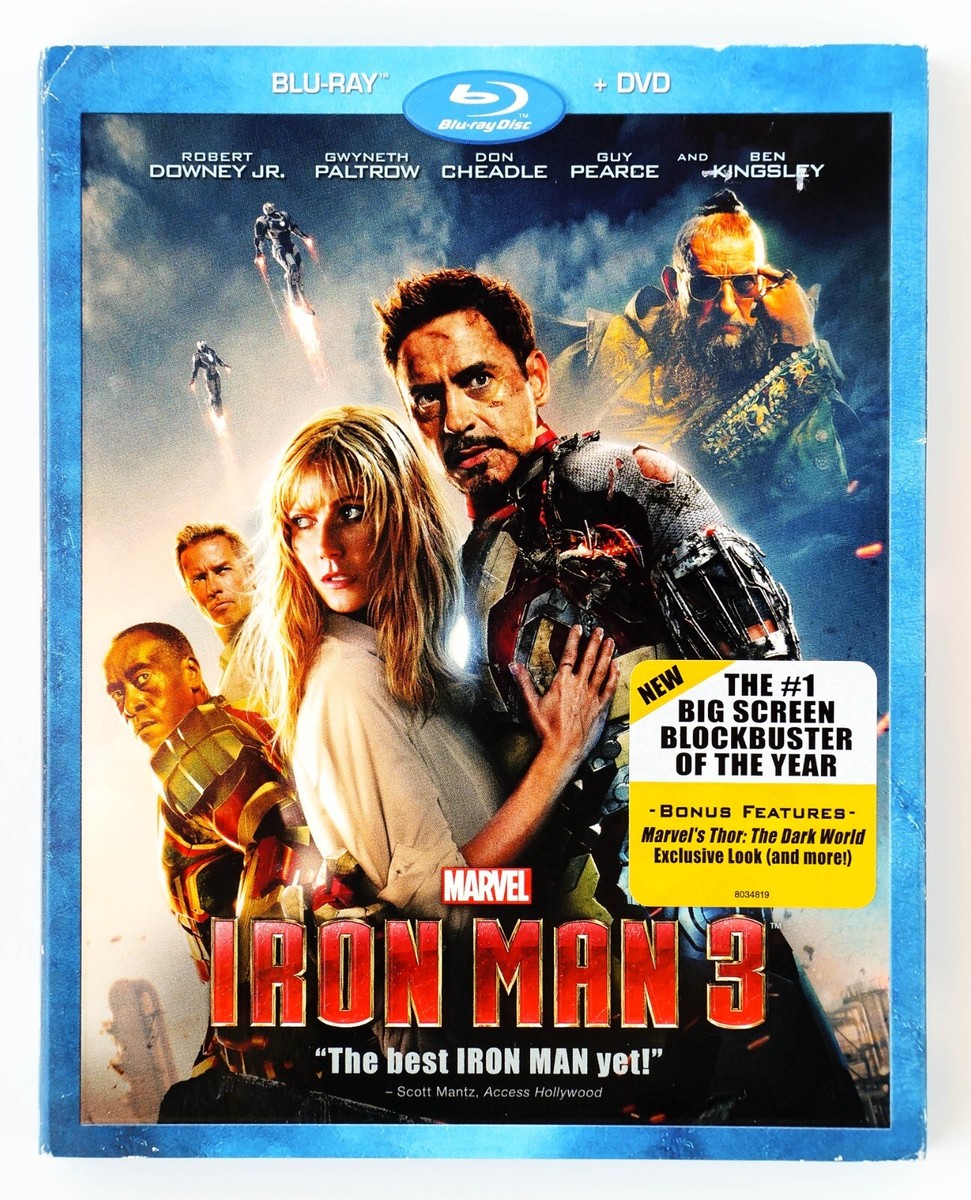 Iron Man 3 (Blu-ray/DVD, 2013, 2-Disc Set) Marvel, Robert Downey