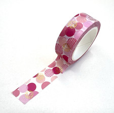 Pink Dot Circles Gold Foil Washi Tape Scrapbooking Cards Junk Journals Collage