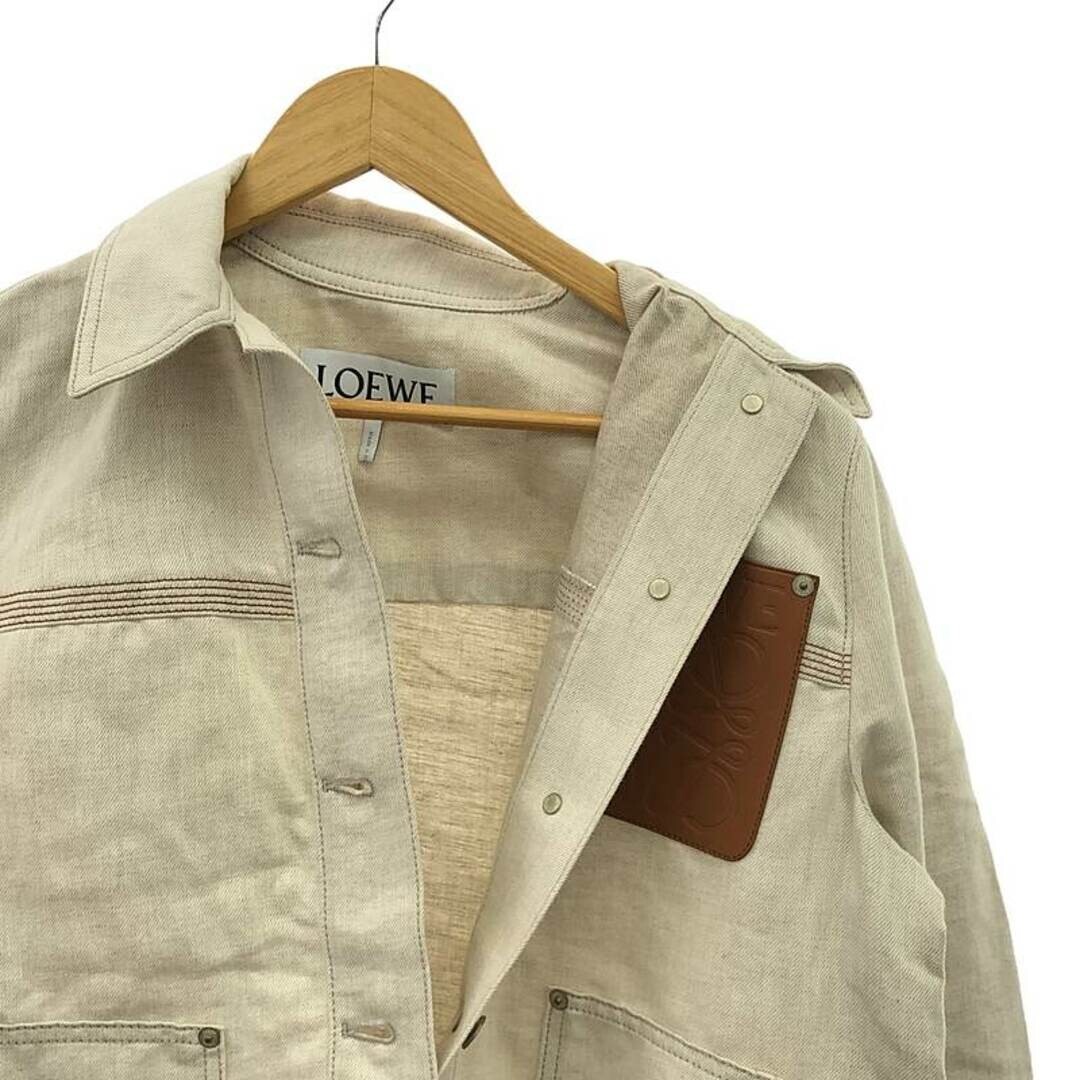 LOEWE WORK WEAR JACKET COTTON LINEN ANAGRAM LOGO LEATHER