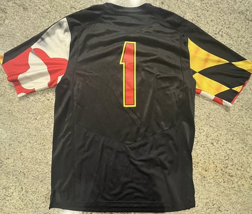 Maryland Terrapins #1 Under Armour Black Football NCAA Jersey Size Medium - Picture 7 of 11