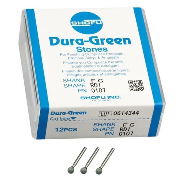 Shofu Dura Green Round Mounted Stone Bur FG RD1 (12 per box) SH 0107