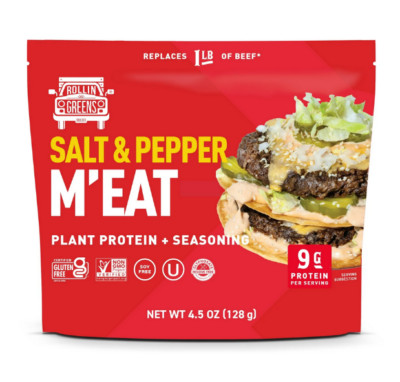 Rollingreens Plant-Based Ground Salt & Pepper Me'eat, 4.5 oz Pouch, 1 Count