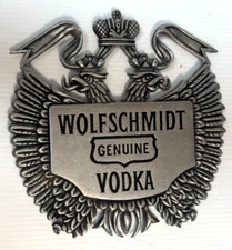 Rare Wolfschmidt Vodka plaque/trivet Cast Aluminum 10" x 10"
