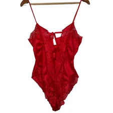 Vintage Alana Gale Intimates Teddy Lingerie Negligee Small Red Lace Nylon Sexy