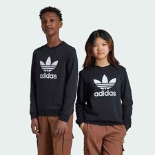 Adidas KIDS Trefoil Crewneck Sweatshirt Black Youth size L FREE SHIPPING