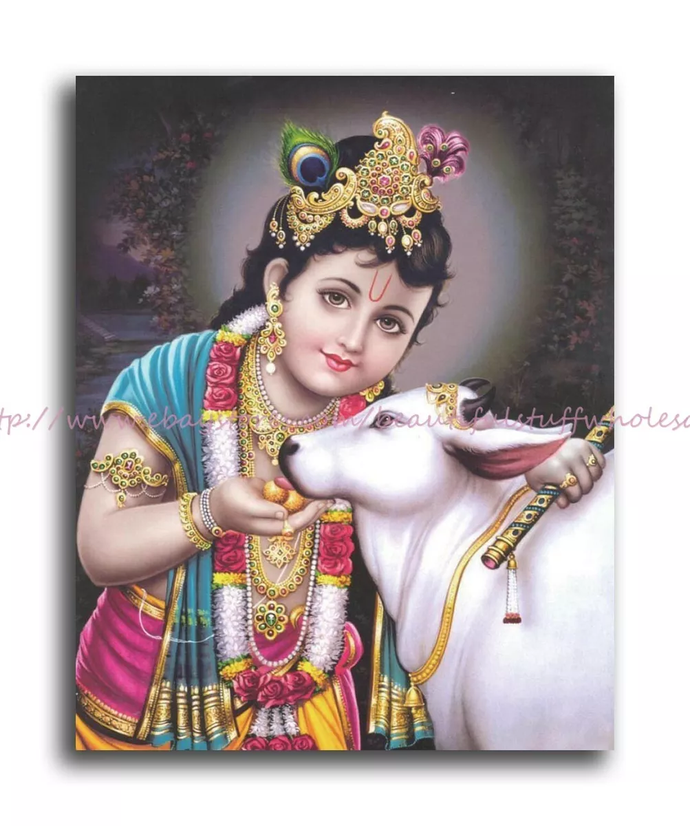 artwork for wall decoration Lord Krishna baby Bal Gopal poster ...