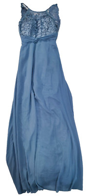 APART Fashion Damen Abendkleid Ballkleid Kleid Chiffon Spitze 36 EU Blau 72755