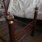 Antique Handmade Wooden Doll Bed Frame with Decorative Finials — photo 8