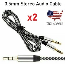 x2 3.5mm Male to Male Stereo Audio AUX Cable Auxiliary Cord for MP3 PC iPod CAR