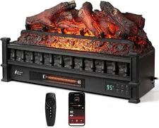 TURBRO Eternal Flame 26 in. WiFi Infrared Quartz Electric Fireplace Log Heater
