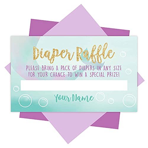 25 Baby Shower Diaper Raffle Tickets For Baby Shower Girl Mermaid