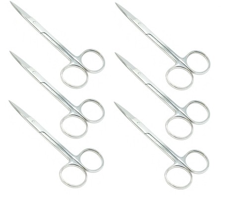 6 Iris Scissors 4.5" Straight Surgical Dental Instrument Stainless Steel