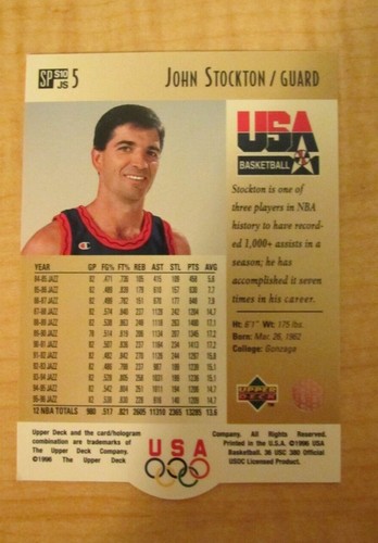 1996-97 Upper Deck SP USA Basketball Career Statistics John Stockton #SP10 Utah - Picture 4 of 4