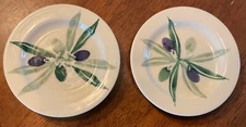 EXTREMELY RARE PAIR OF EMMA BRIDGEWATER OLIVE  PATTERN COASTERS