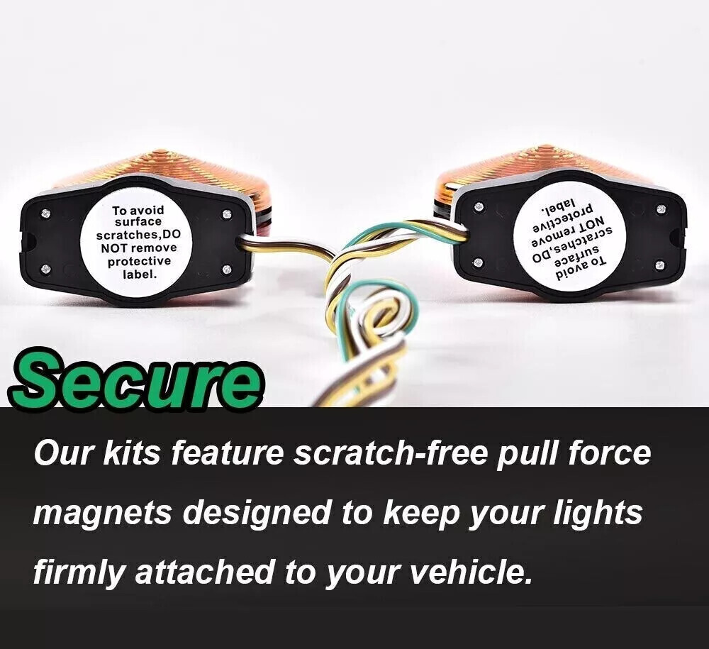 12V Magnetic Towing Tow Light Trailer RV Tow Dolly Tail Towed Amber/Red Lamp New