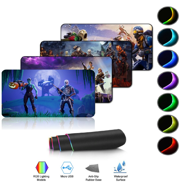 Fortnite Gaming Mouse Pad Gamer RGB LED Large XXL Horizontal Mouse Mat