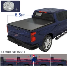 6.5FT Soft 4-Fold Tonneau Cover For 2014-2019 Chevy Silverado GMC Sierra 1500