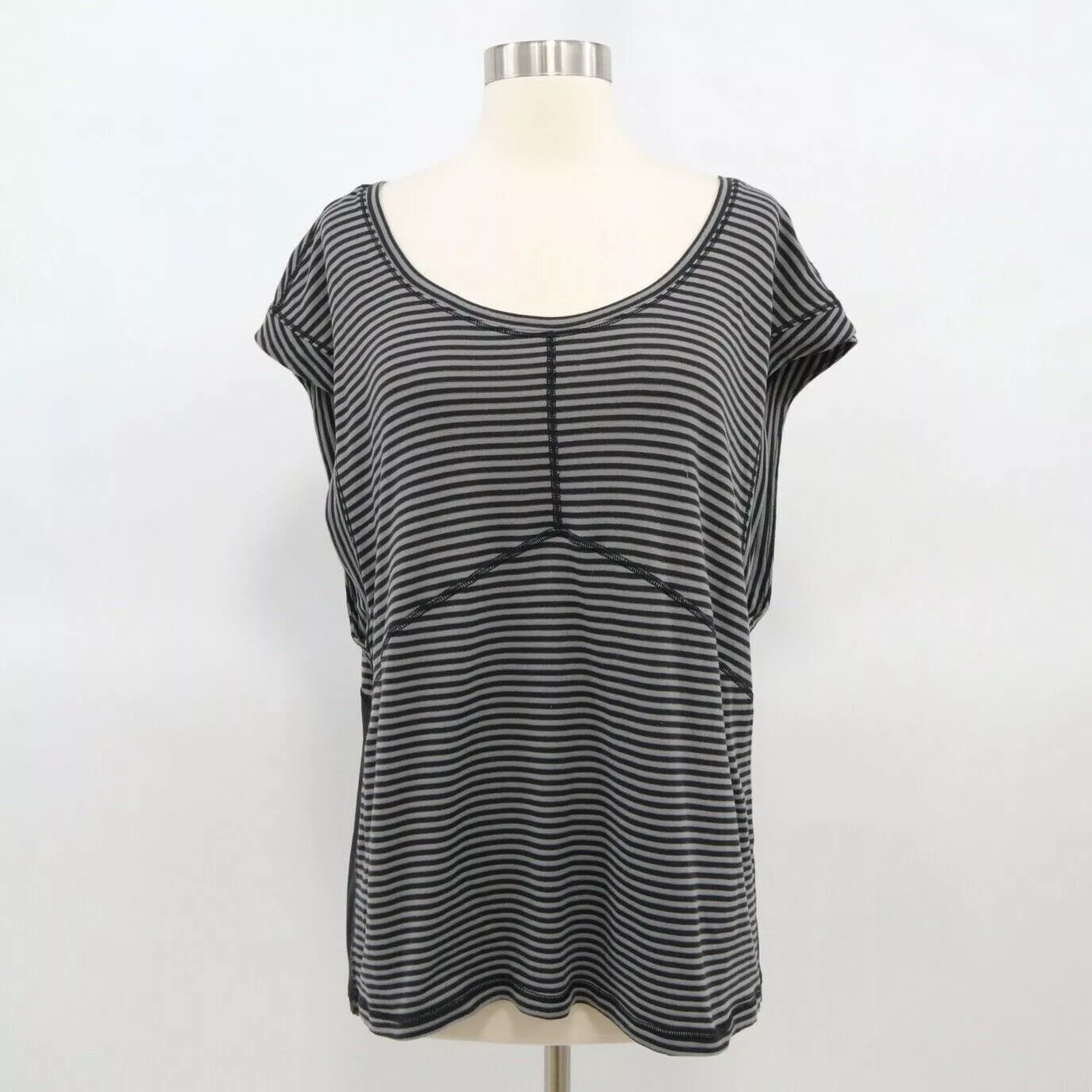lululemon get sweat tee silver stripe slat mesh back shirt