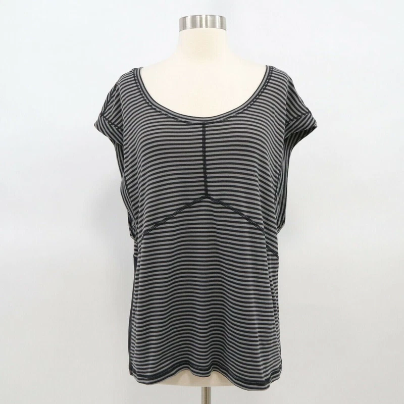 lululemon get sweat tee silver stripe slat mesh back shirt