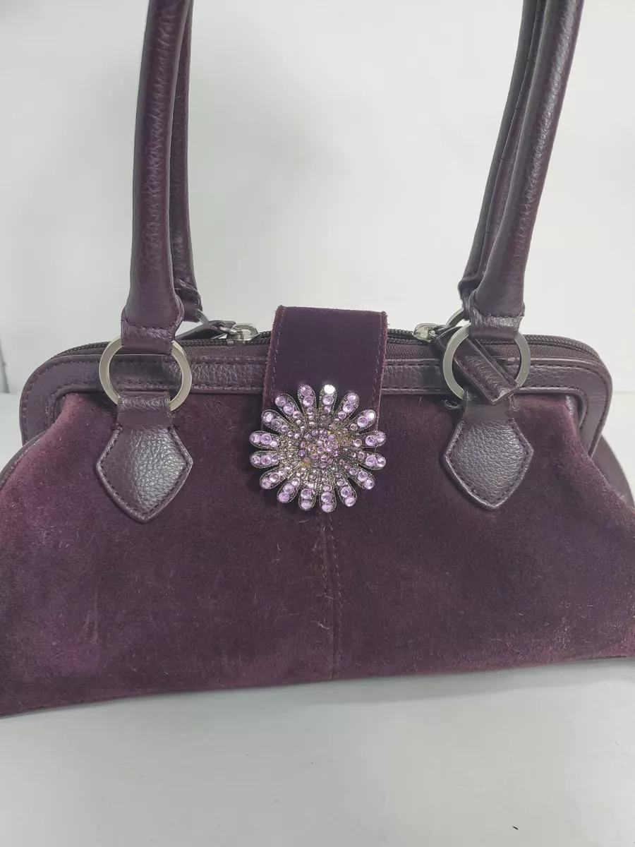 Purple suede handbag sale