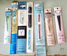 7 MISC NOS VINTAGE  MADE IN USA METAL ZIPPERS-TALON-J&P COATS-COATS&CLARK-NIP